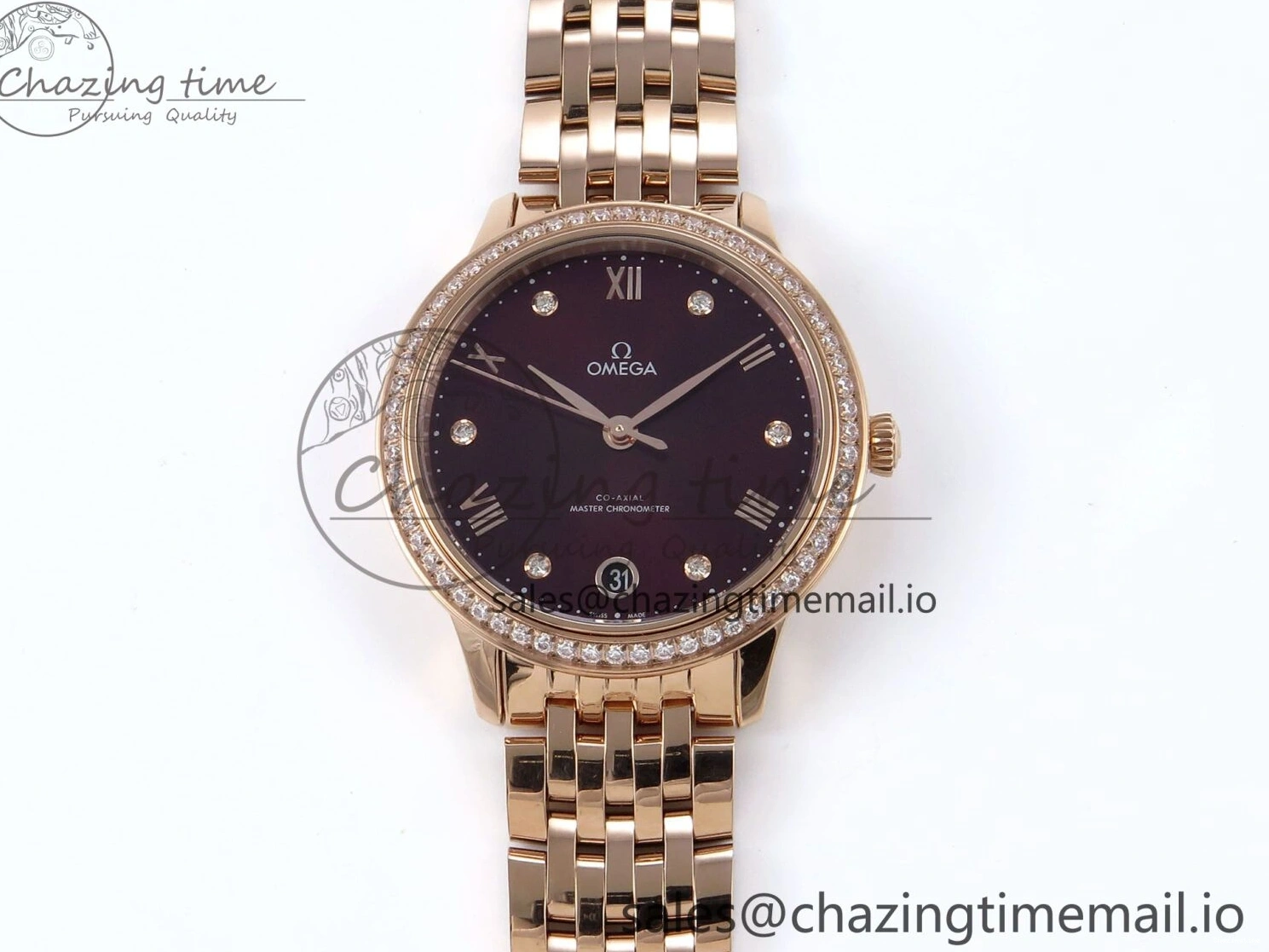 0205 De Ville Prestige Ladies RG VSF 1:1 Best Edition Brown Diamonds Dial on RG Bracelet A Sophisticated 7681